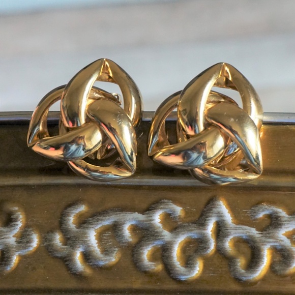 Givenchy Jewelry - Givenchy Vintage Gold Tone Knot Statement Earrings